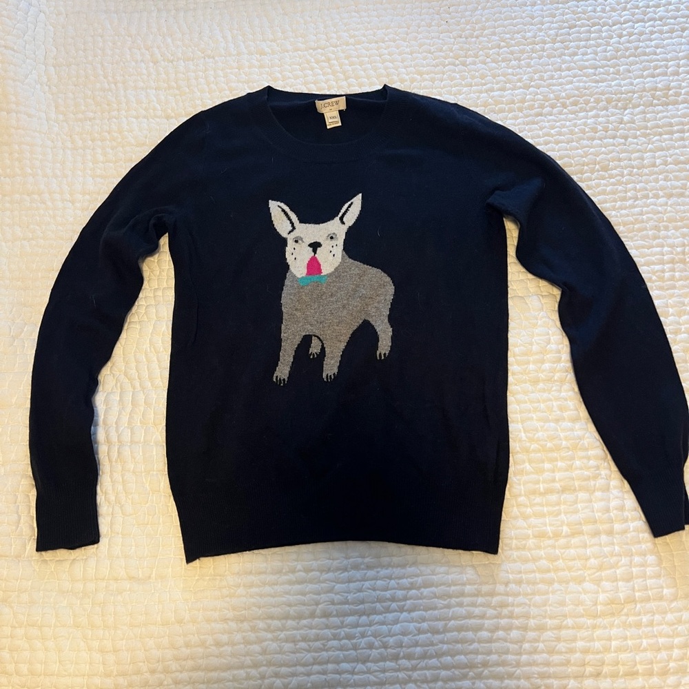 J. Crew Black Sweater with Dog Design